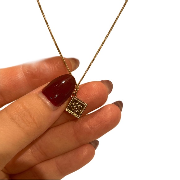 (3/$10) Mini Diamond Square Shape Gold Tone Necklace - Picture 3 of 6